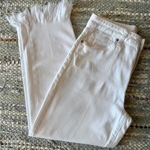 Joe's Jeans White Ankle Cropped Frayed Hem
